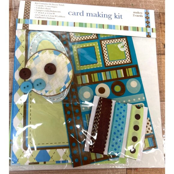 Card Making Kit With 14 Pieces Includes 2 Cards & Envelopes Sticker Sheet Paper - Picture 2 of 4